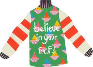 Loose Textured Ugly Christmas Sweaters Elf